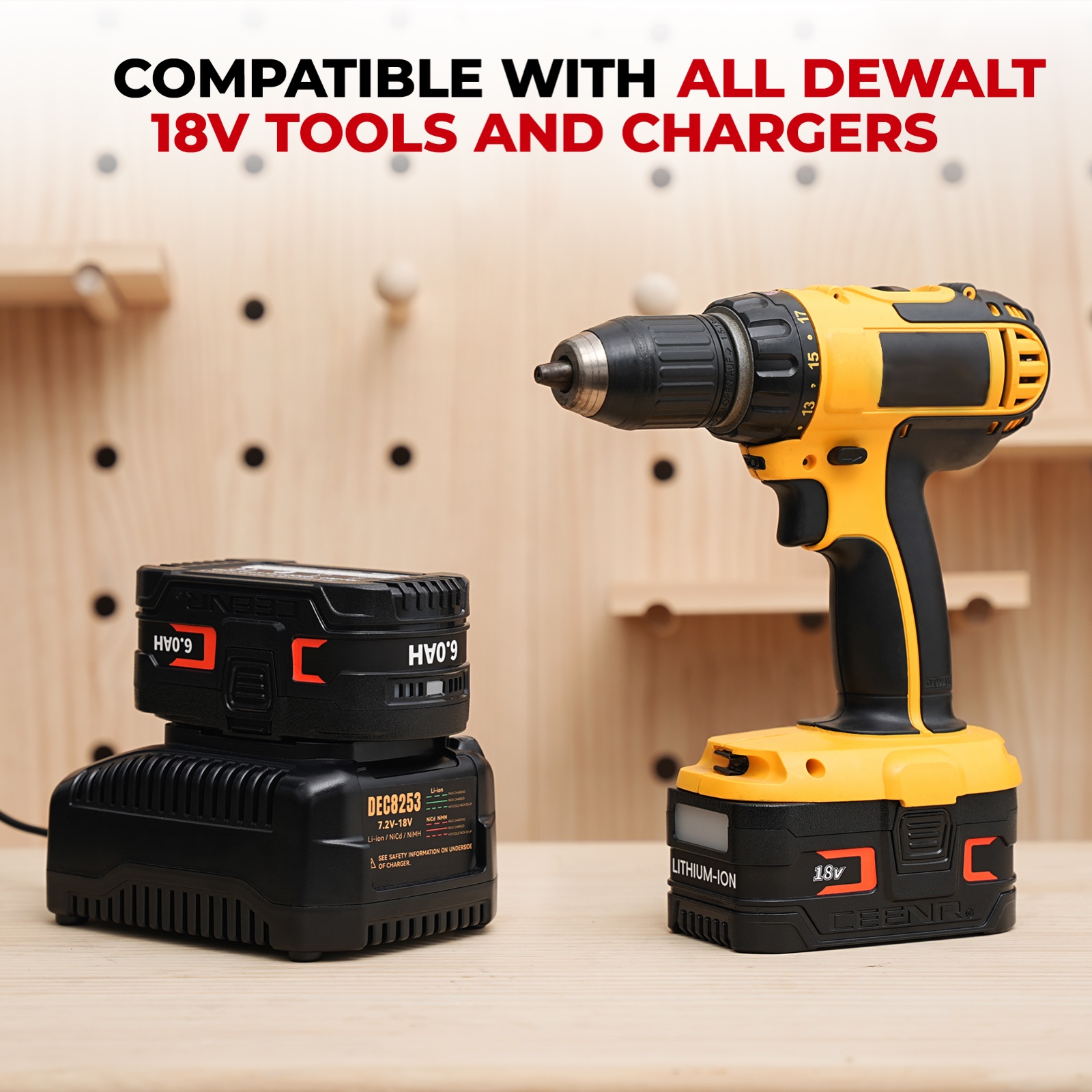 CEENR 6.0Ah Battery (with LG HG2 Cells) for DeWalt 18V | Replacement Model DC9096