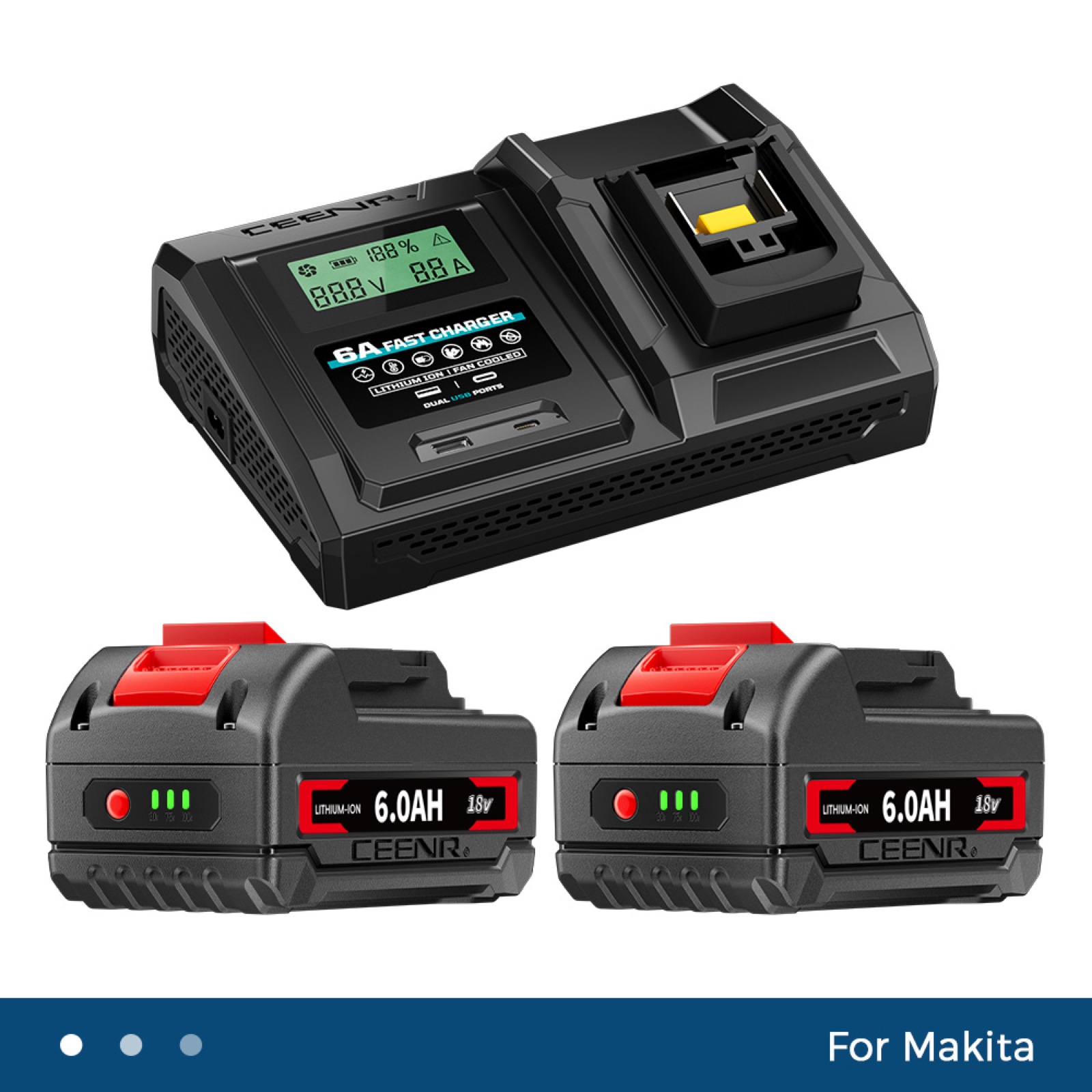 6 Amp Fast Charger for Makita 18V Lithium-Ion Battery Pack