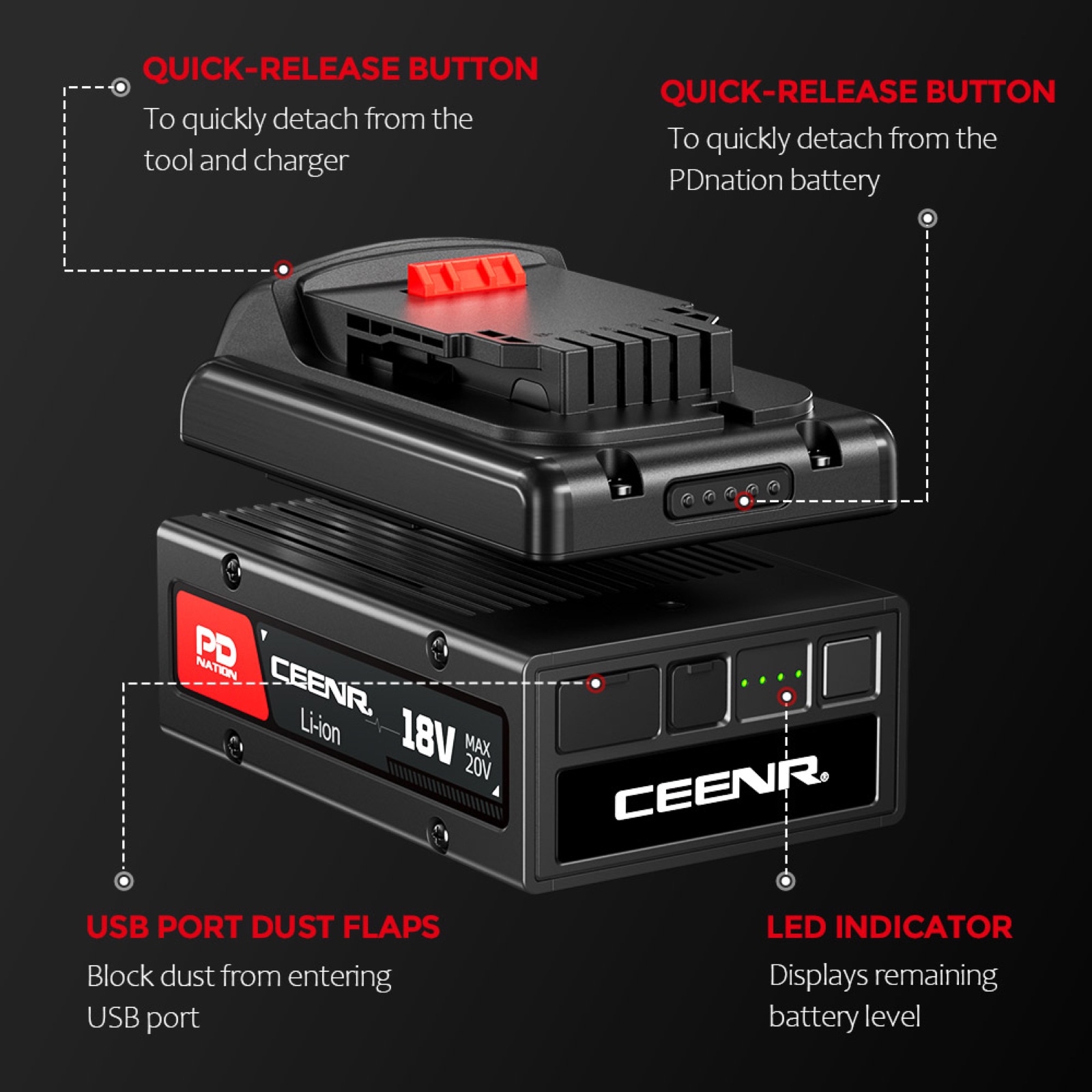 CEENR PDnation™ Battery Adapter for Einhell 18V Power Tools