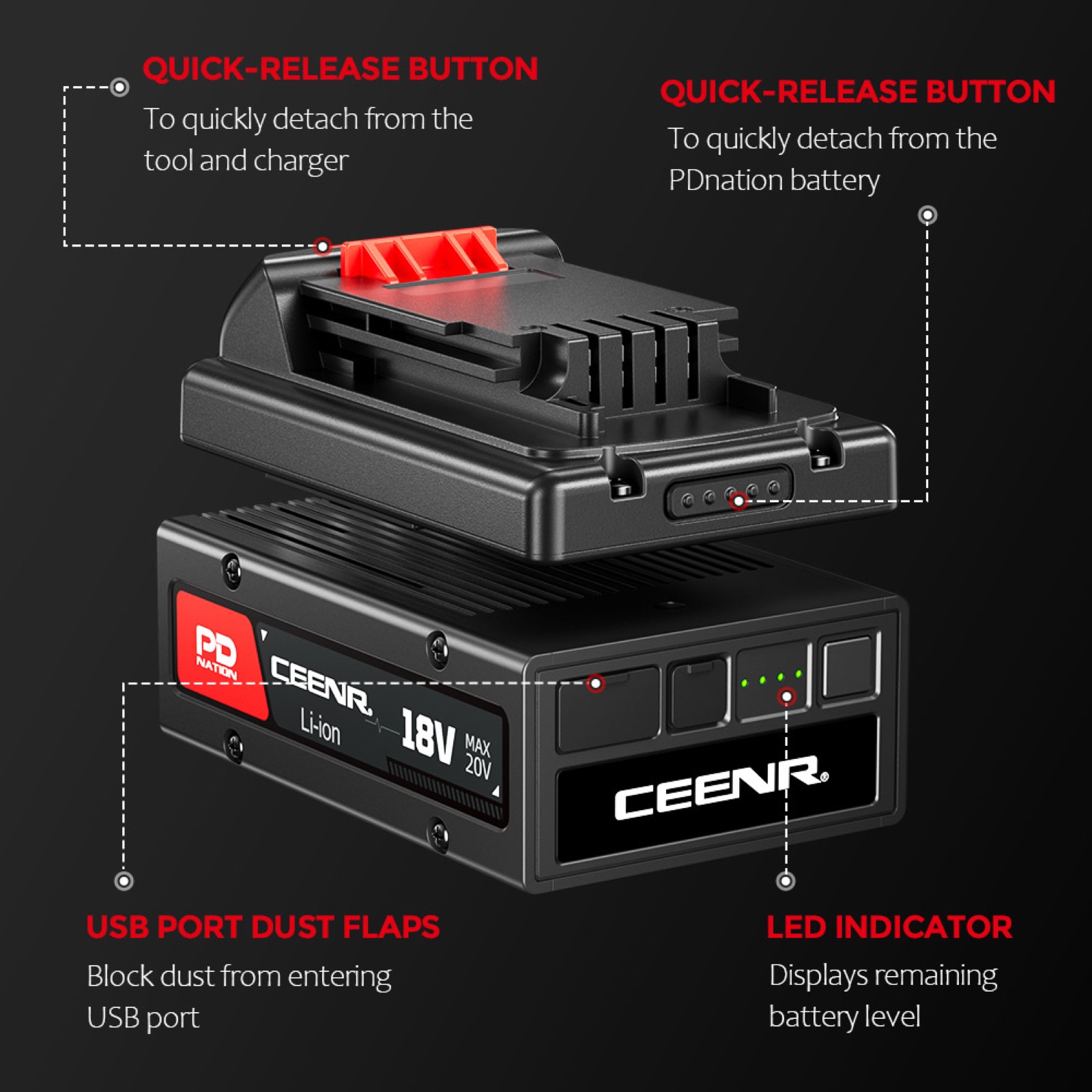 CEENR PDnation™ Battery Adapter for BLACK+DECKER 20V Power Tools