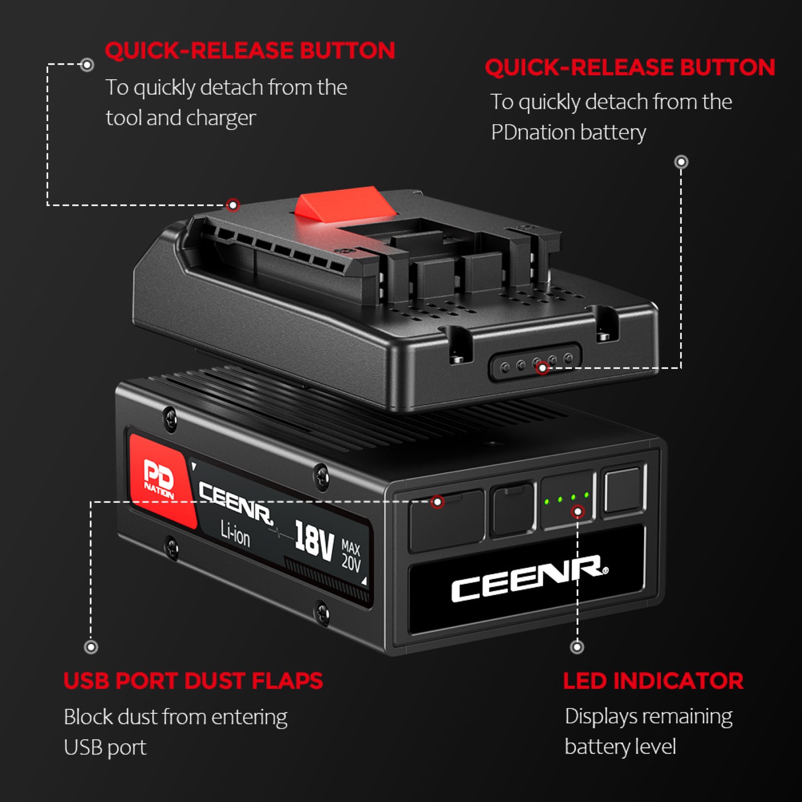 CEENR PDnation™ Battery Adapter for Bosch Professional 18V Power Tools